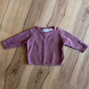 Zara Dusty Rose Baby Knit Sweater with Shoulder Button